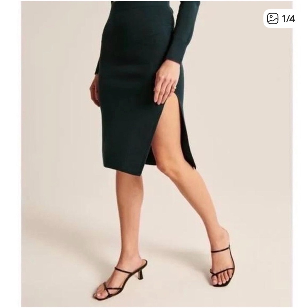 Dark Green Sweater Pencil Skirt